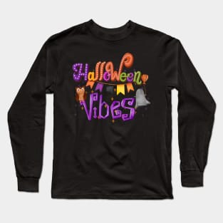 Halloween vibes with cute ghost Long Sleeve T-Shirt